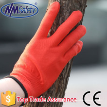 NMSAFETY anti dust work use 13g red liner nylon/polyester work gloves